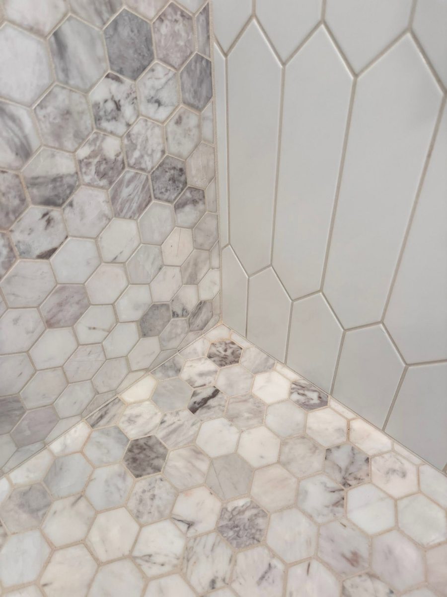 Shower tile and grout after Tidy Sparkles cleaning