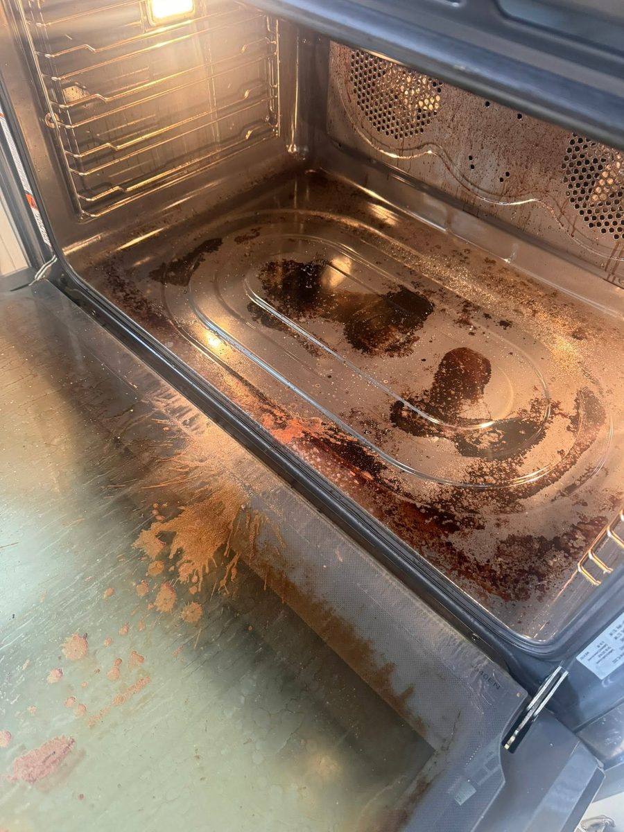 Oven interior before Tidy Sparkles cleaning