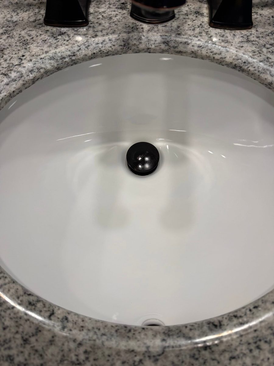 Bathroom sink after Tidy Sparkles cleaning