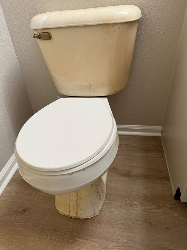 Toilet and floor before Tidy Sparkles cleaning